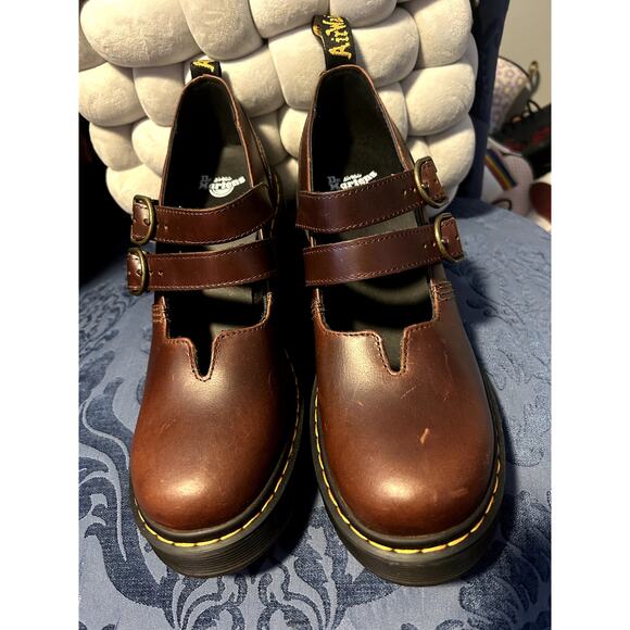 Dr Martens Rich Brown Eviee Chunky Platform Heels size 10/EU 42 - Picture 3 of 7